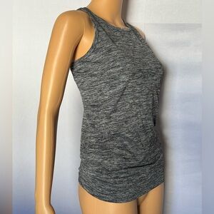 Athleta Heathered Charcoal Gray tank top. Racerback. Strappy Crew Neck.